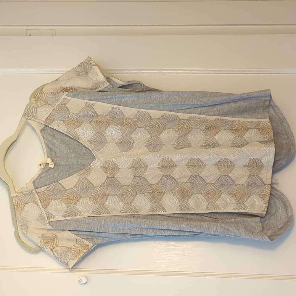 Mixed media top with shirred back